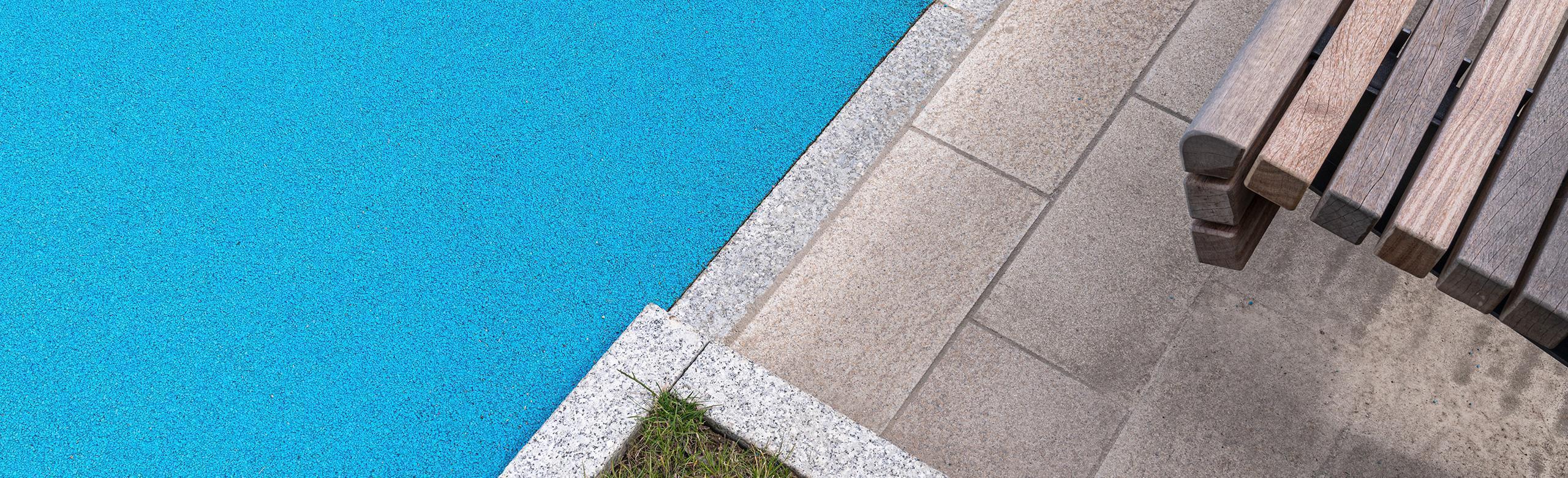 Walkway made of colourful synthetic flooring from REGUPOL